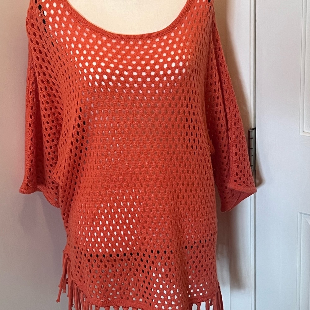 Orange Crochet Knit Top XL